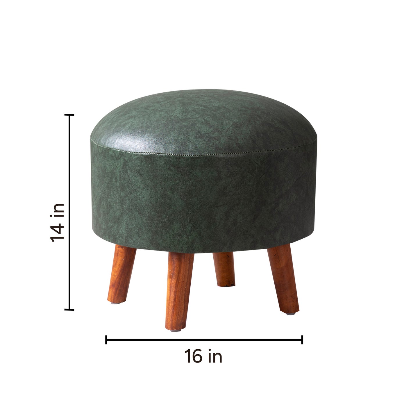 Brick Forest Green Faux Leather Ottoman Set Of 2