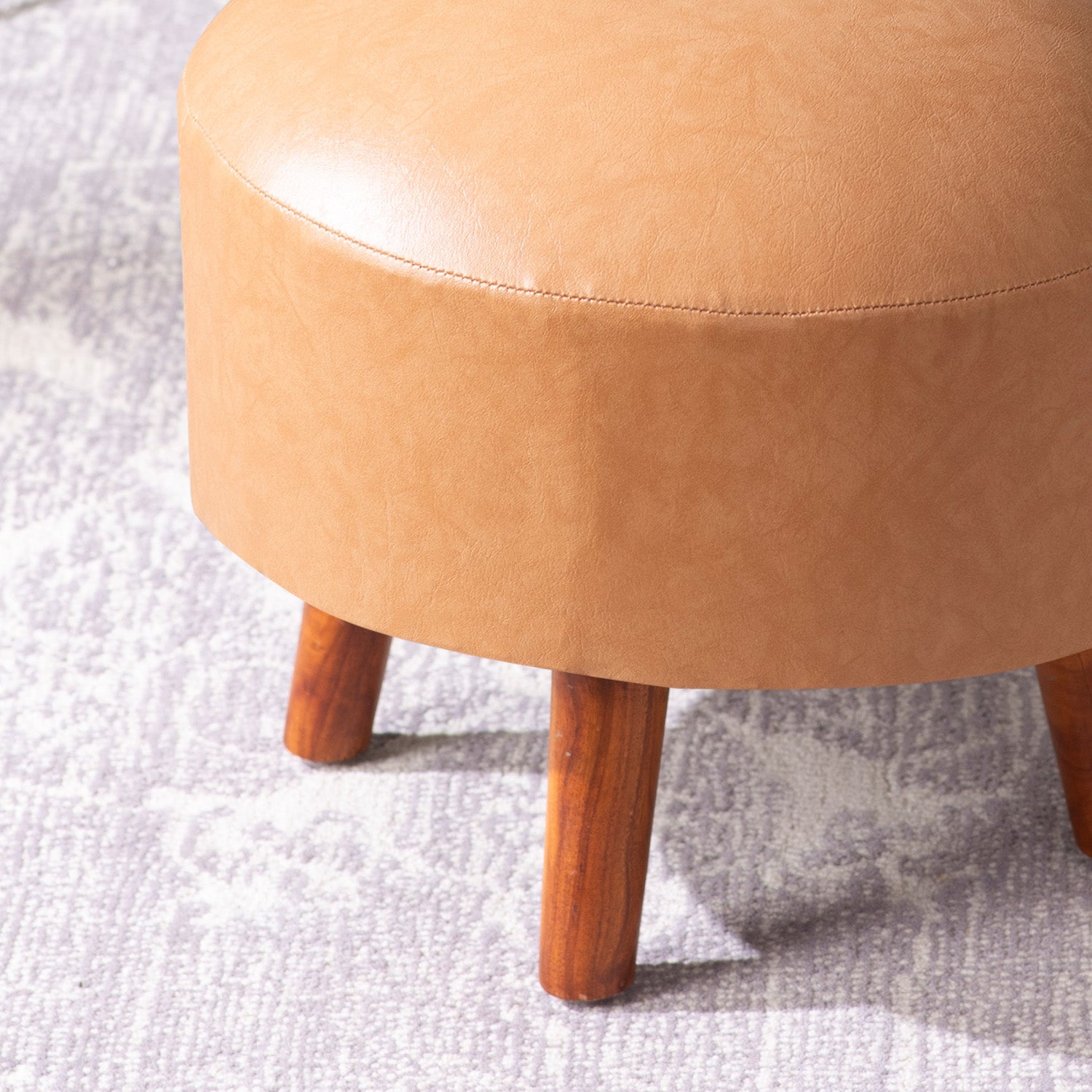 Brick Mustard Faux Leather Ottoman Set Of 2