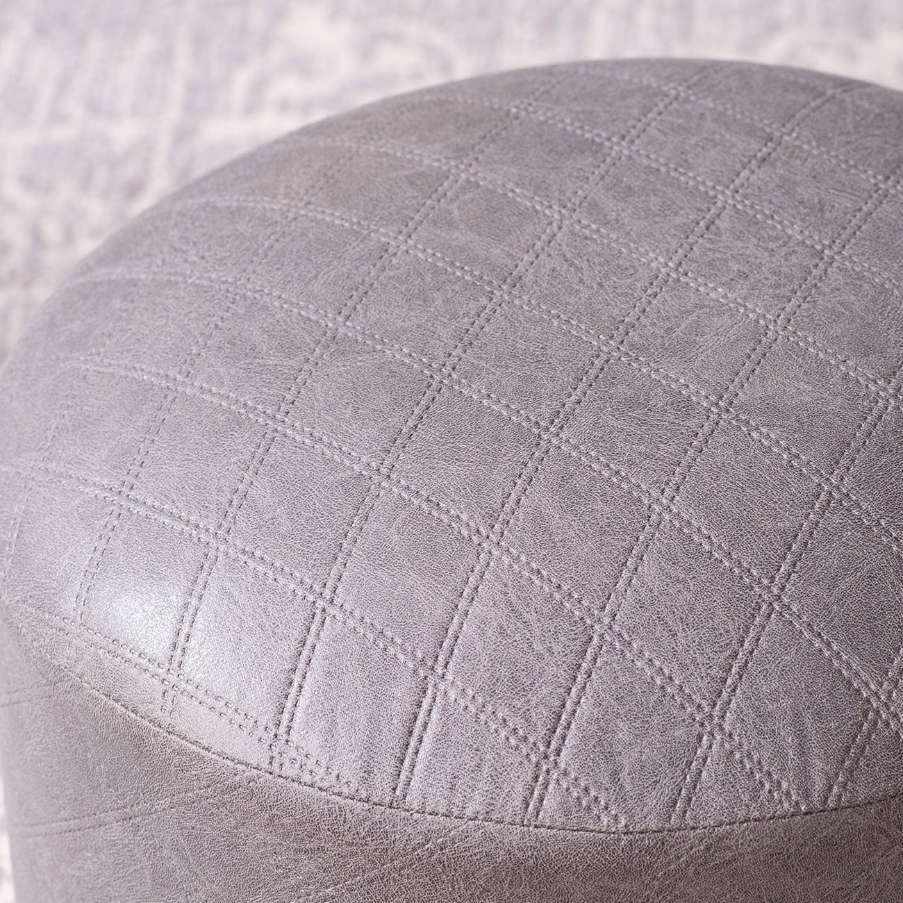 Brick Grey Faux Leather Ottoman Set Of 2