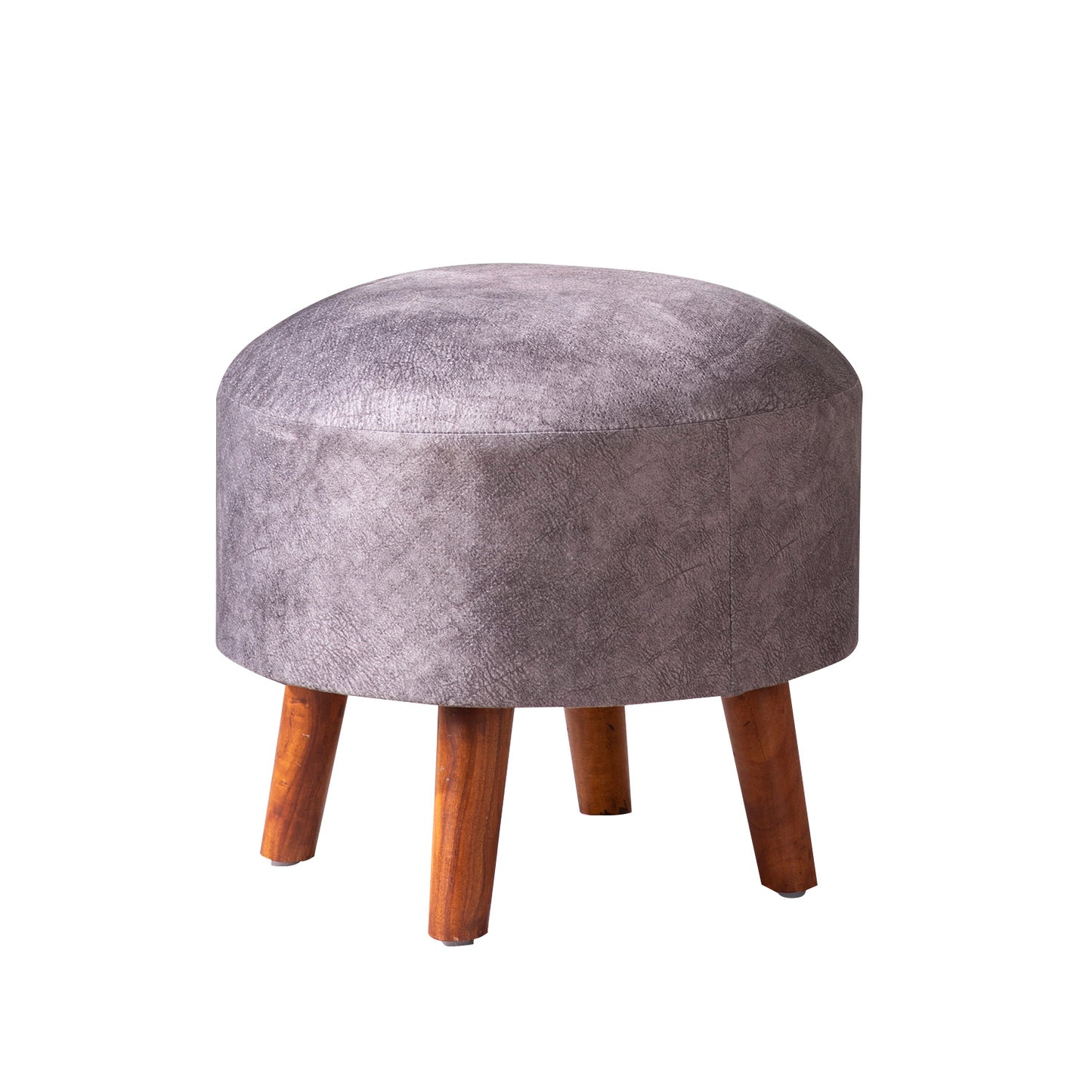 Brick Grey Faux Leather Ottoman Set Of 2