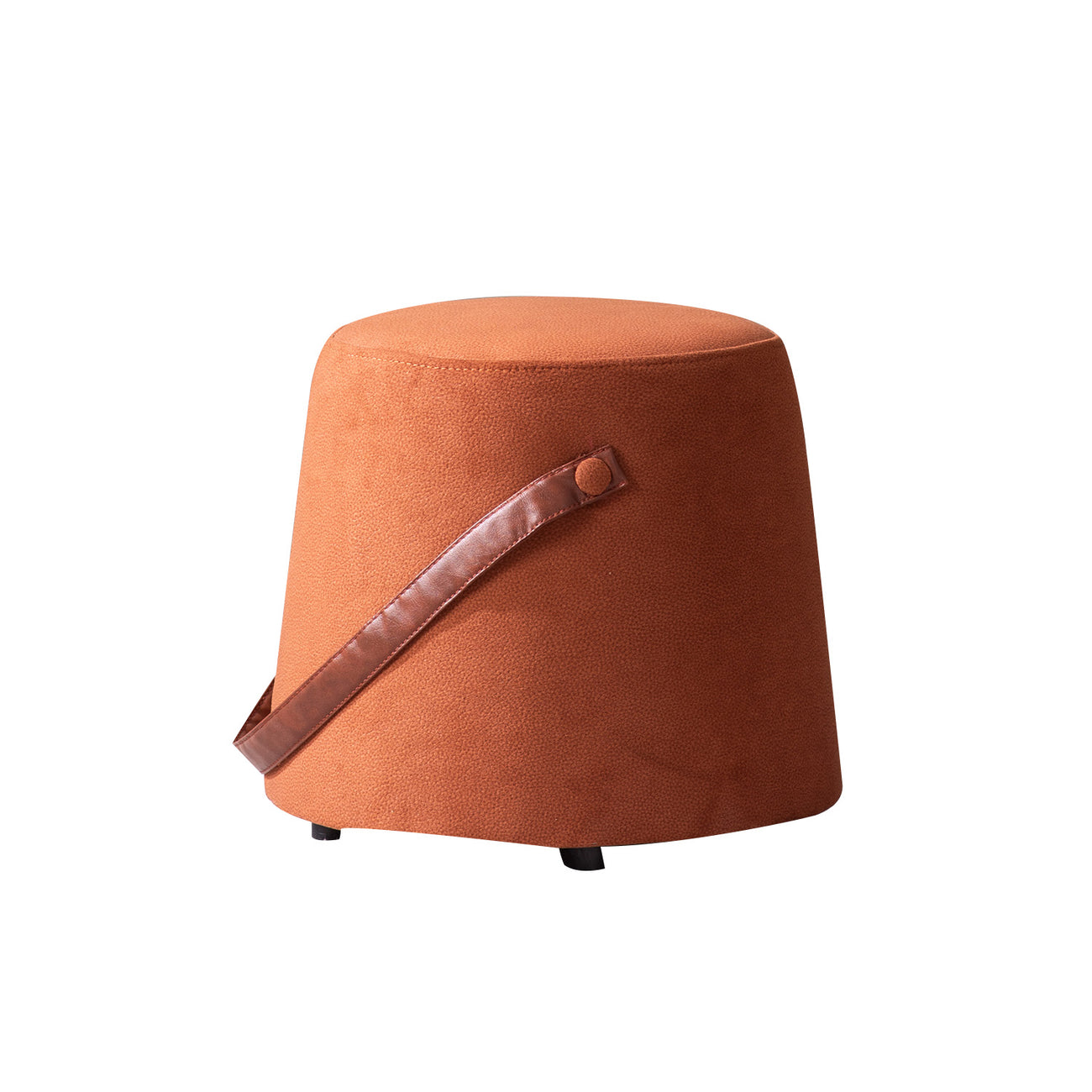 Hoist Collection Tan Pouf With Faux Leather Strap