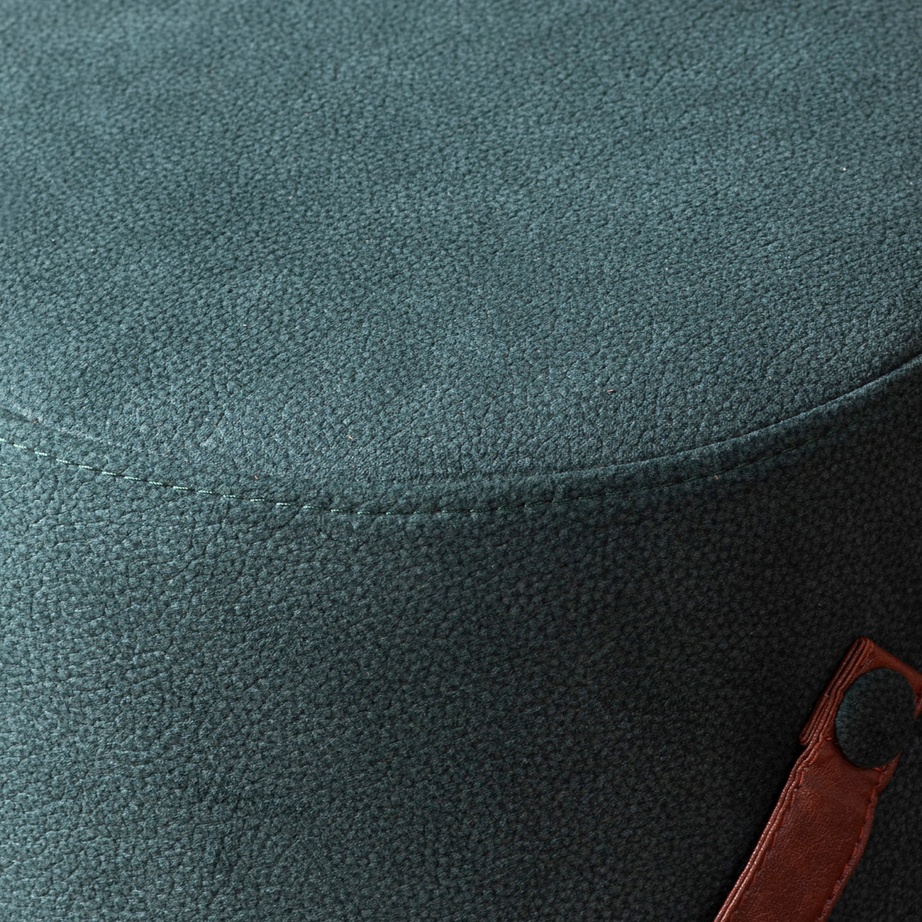 Hoist Collection Green Pouf With Faux Leather Strap