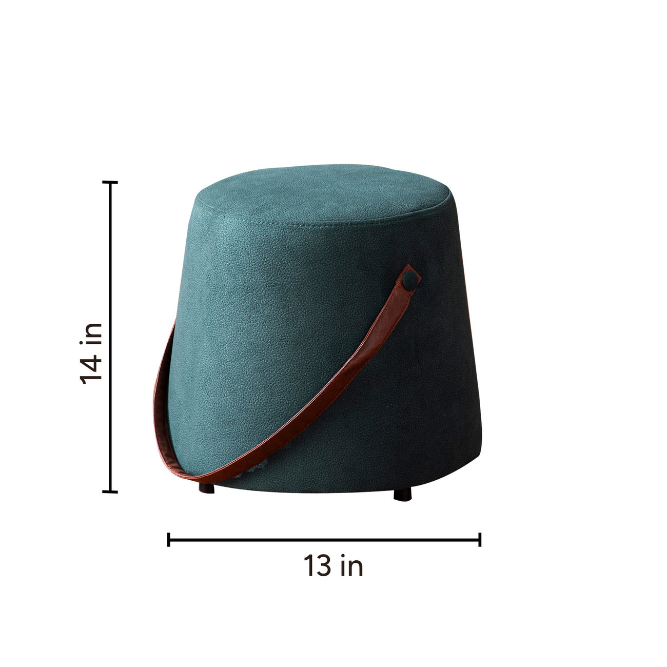 Hoist Collection Green Pouf With Faux Leather Strap