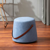 Hoist Collection Blue Pouf With Faux Leather Strap