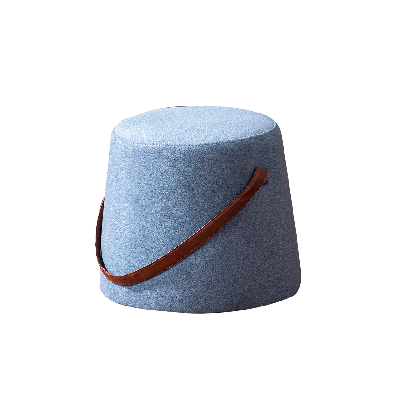 Hoist Collection Blue Pouf With Faux Leather Strap