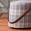 Hoist Collection Grey Pouf With Faux Leather Strap