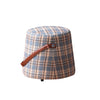 Hoist Collection Grey Pouf With Faux Leather Strap