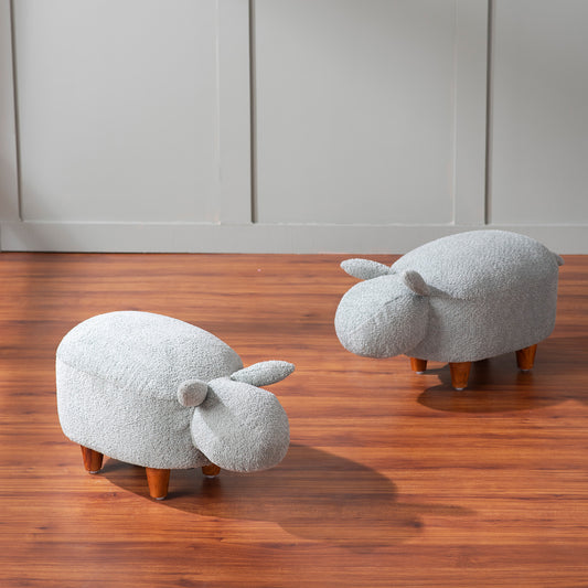 Whiskers Collection Bunny Rabbit Pouf Seating For Kids Room Blue Set Of 2