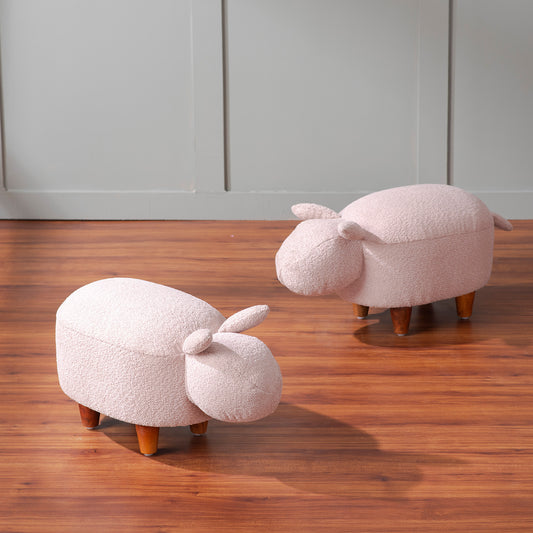 Whiskers Collection Bunny Rabbit Pouf Seating For Kids Room Pink Set Of 2