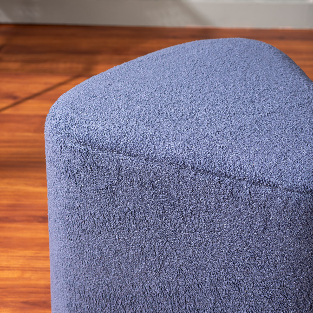 Triad Blue Boucle Pouf Ottoman