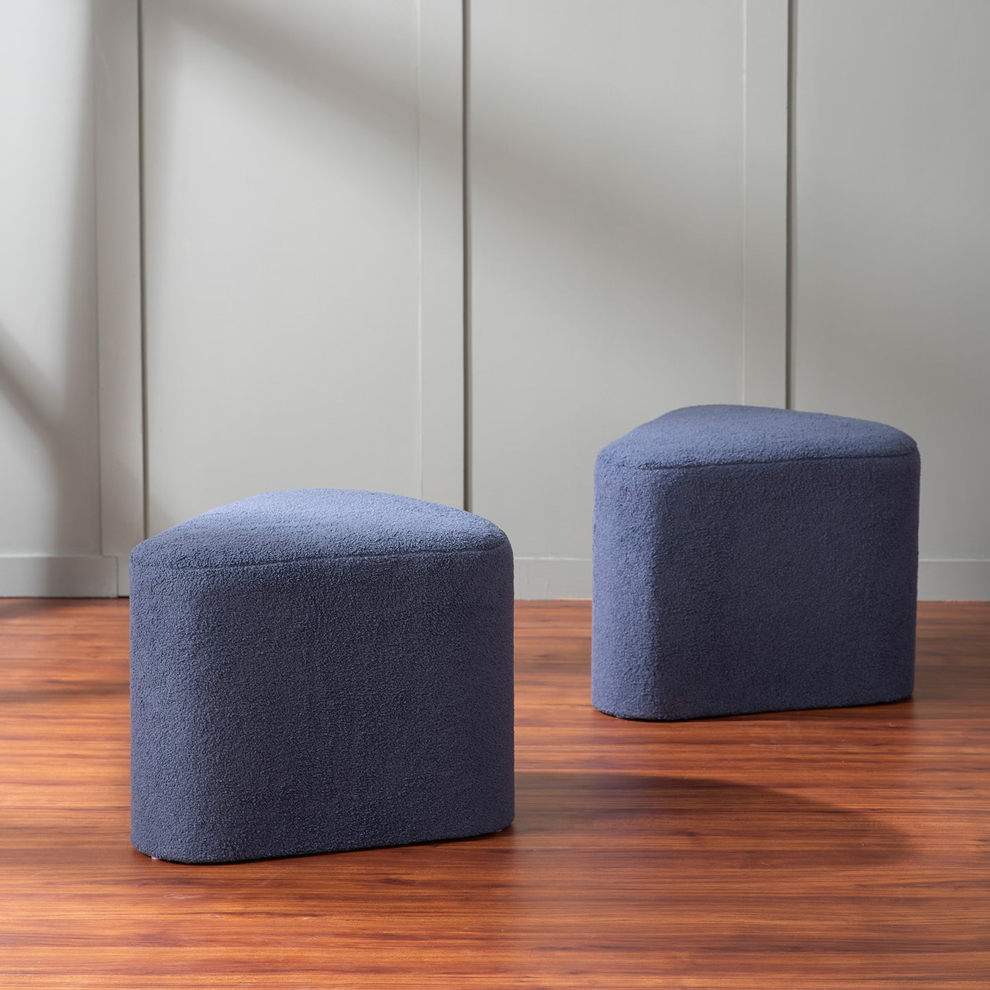 Triad Blue Boucle Pouf Ottoman