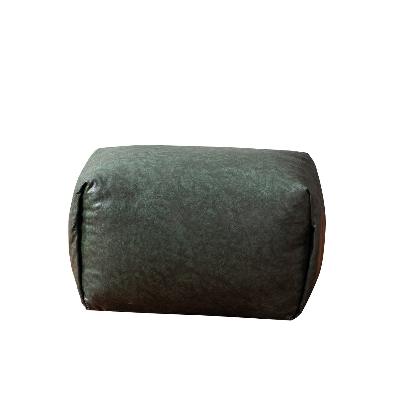 Cube Collection Green Faux Leather Pouf Ottoman