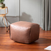 Cube Collection Tan Faux Leather Pouf Ottoman