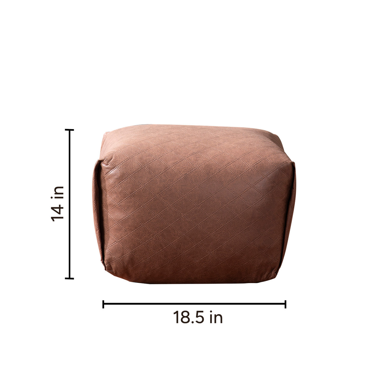 Cube Collection Tan Faux Leather Pouf Ottoman