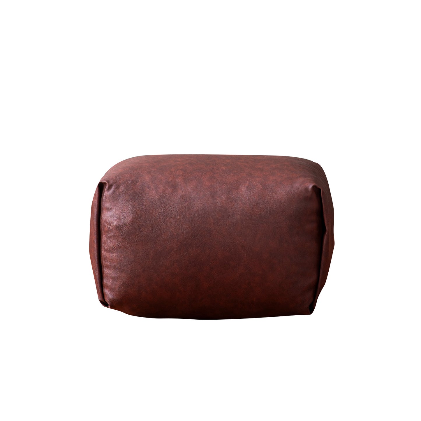 Cube Collection Brown Faux Leather Pouf Ottoman Set Of 2