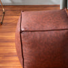 Cuboid Collection Dark Brown Faux Leather Pouf Ottoman