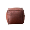 Cuboid Collection Dark Brown Faux Leather Pouf Ottoman