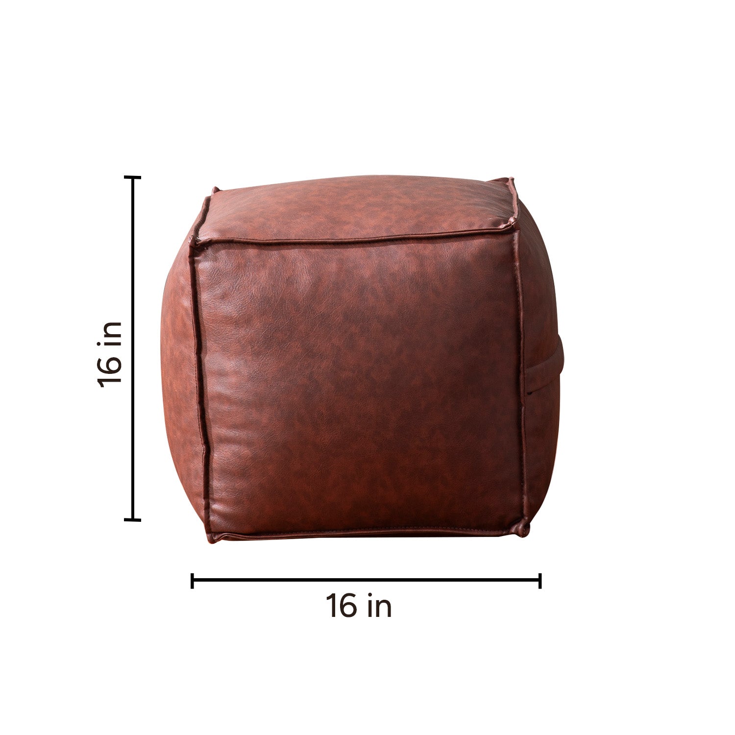 Cuboid Collection Dark Brown Faux Leather Pouf Ottoman