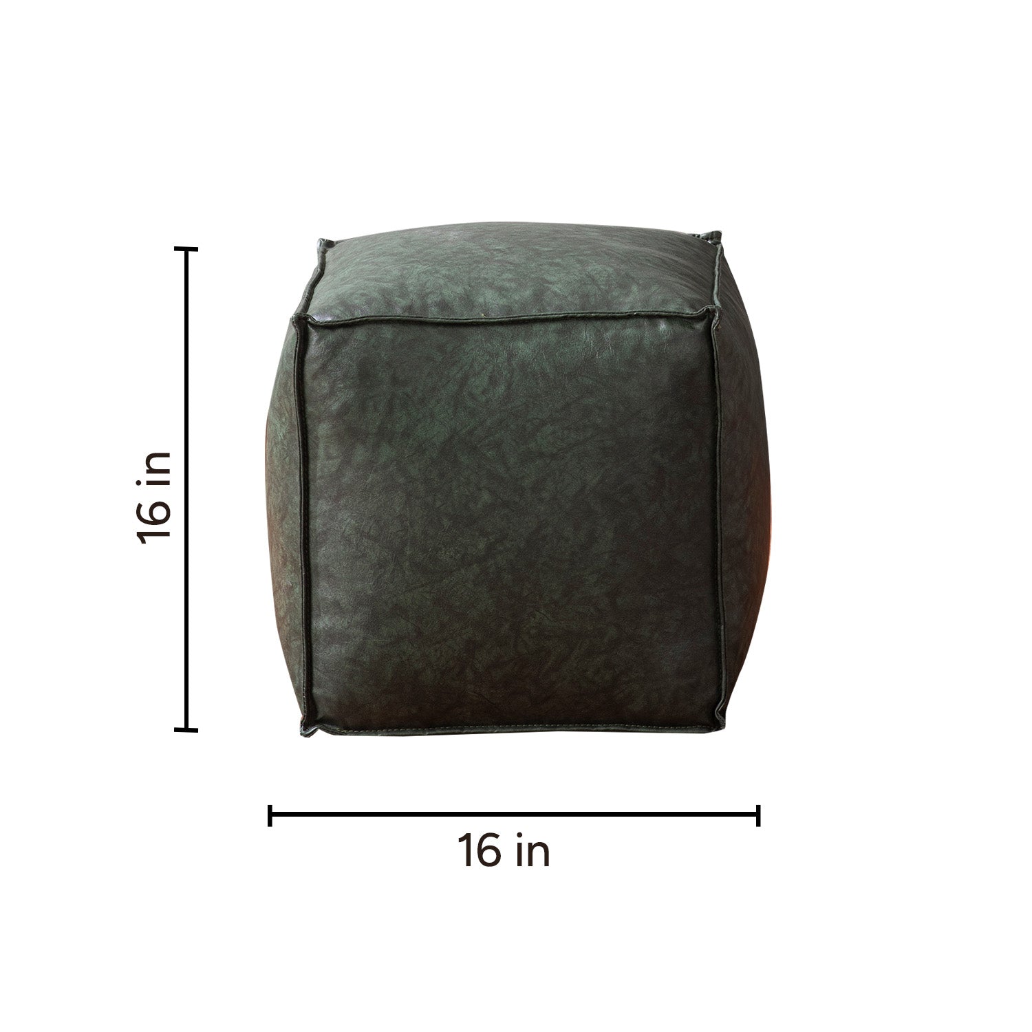 Cuboid Collection Green Faux Leather Pouf Ottoman Set Of 2