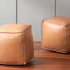 Cuboid Collection Mustard Faux Leather Pouf Ottoman Set Of 2