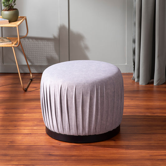 Luxe Collection Grey Fabric Pouf Ottoman