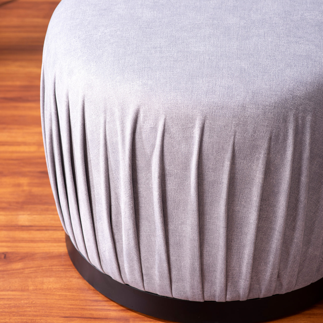 Luxe Collection Grey Fabric Pouf Ottoman