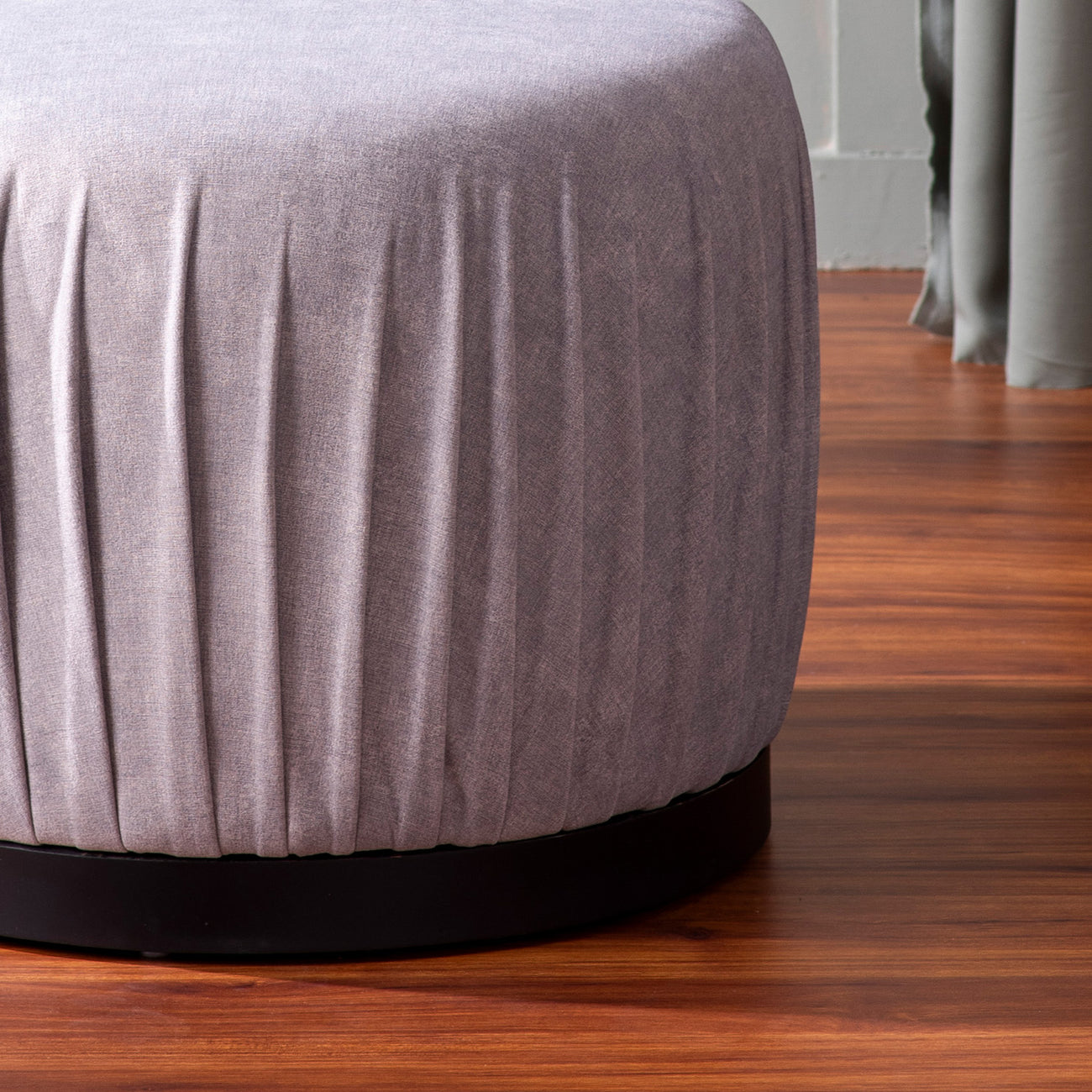 Luxe Collection Grey Fabric Pouf Ottoman