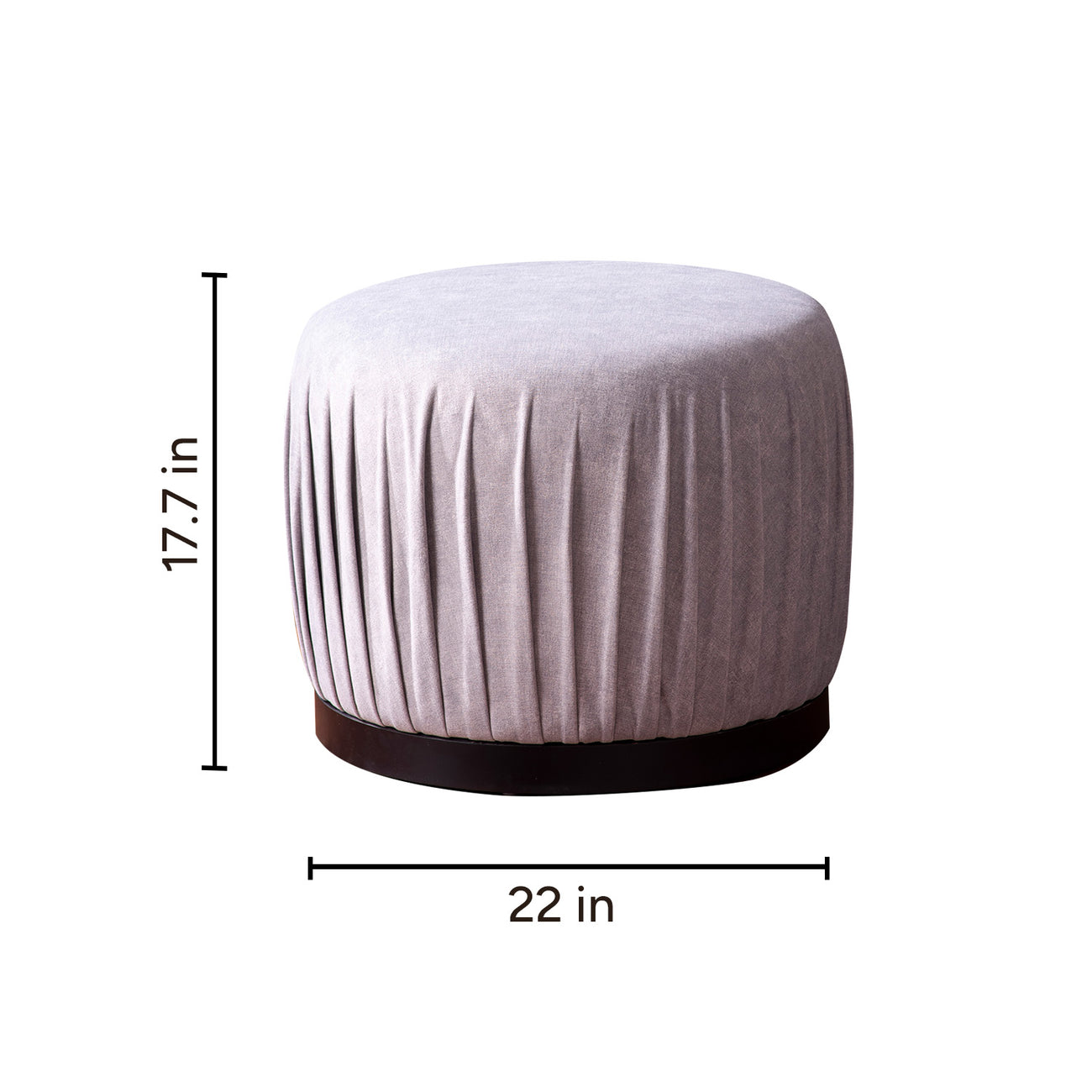 Luxe Collection Grey Fabric Pouf Ottoman