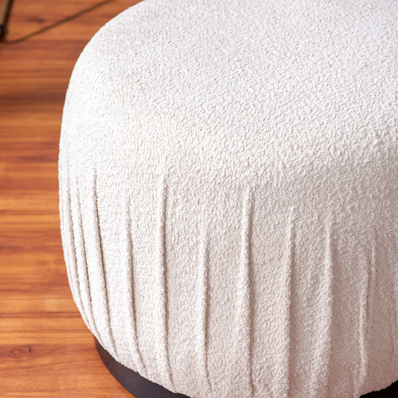 Luxe Collection Cream Fabric Pouf Ottoman Set Of 2