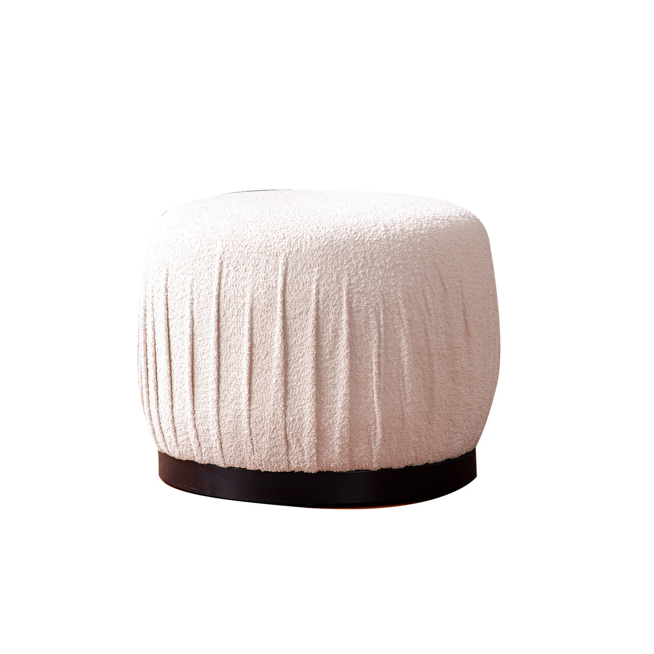 Luxe Collection Cream Fabric Pouf Ottoman Set Of 2