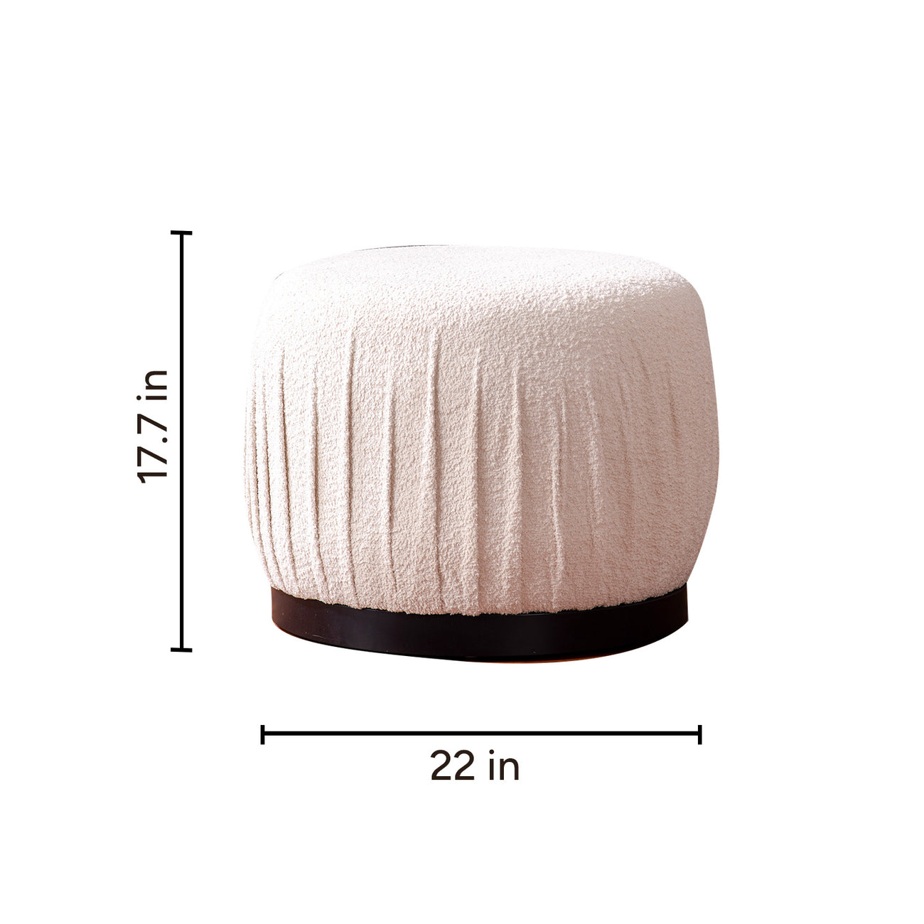 Luxe Collection Cream Fabric Pouf Ottoman Set Of 2