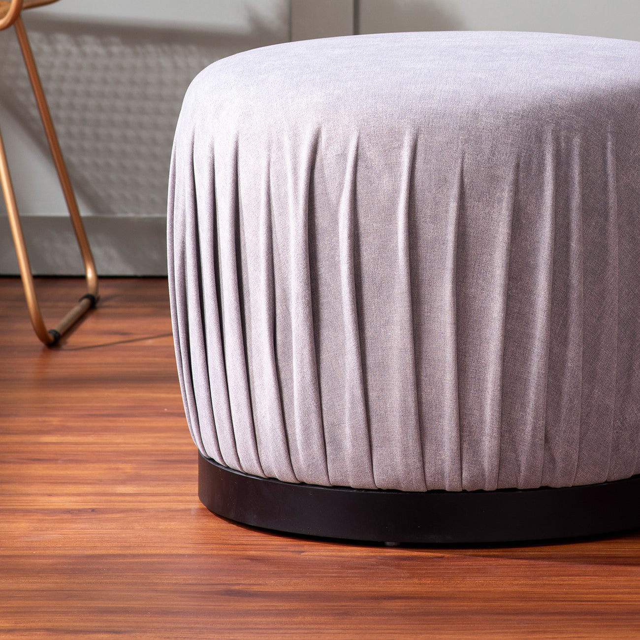 Luxe Collection Grey & Cream Fabric Pouf Ottoman Set Of 2