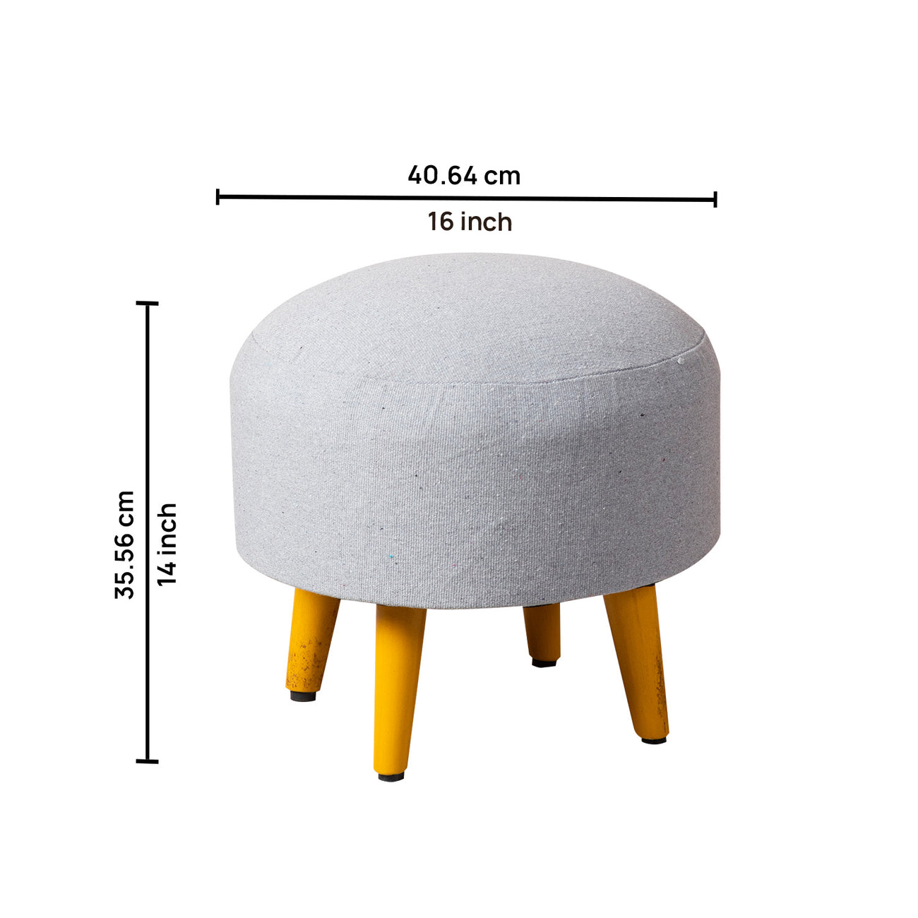 Melange Fabric Wooden Ottoman in Grey Color