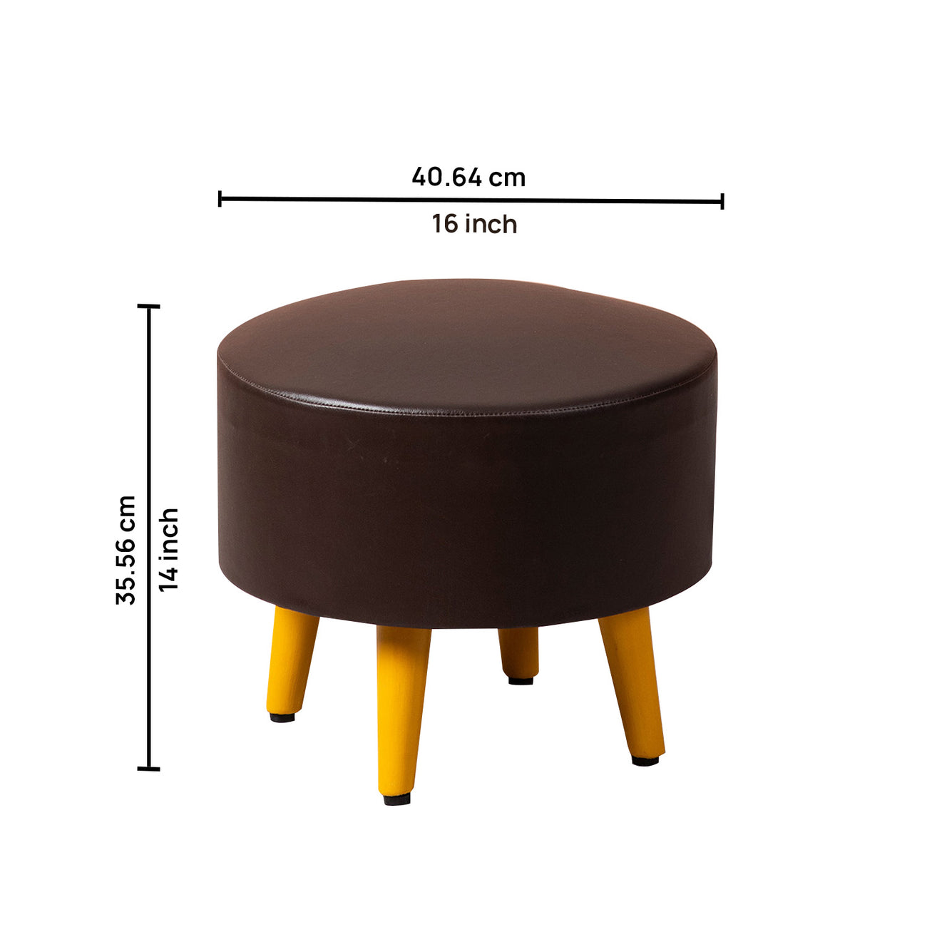 Axel Leatherette Wooden Ottoman in Brown Color