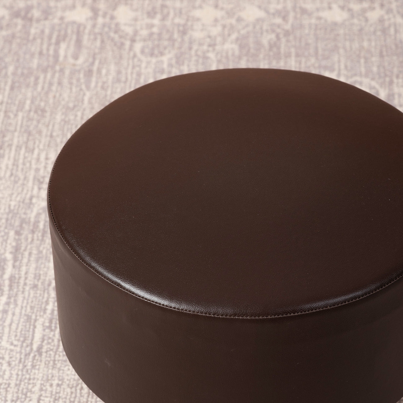 Axel Leatherette Wooden Ottoman in Brown Color