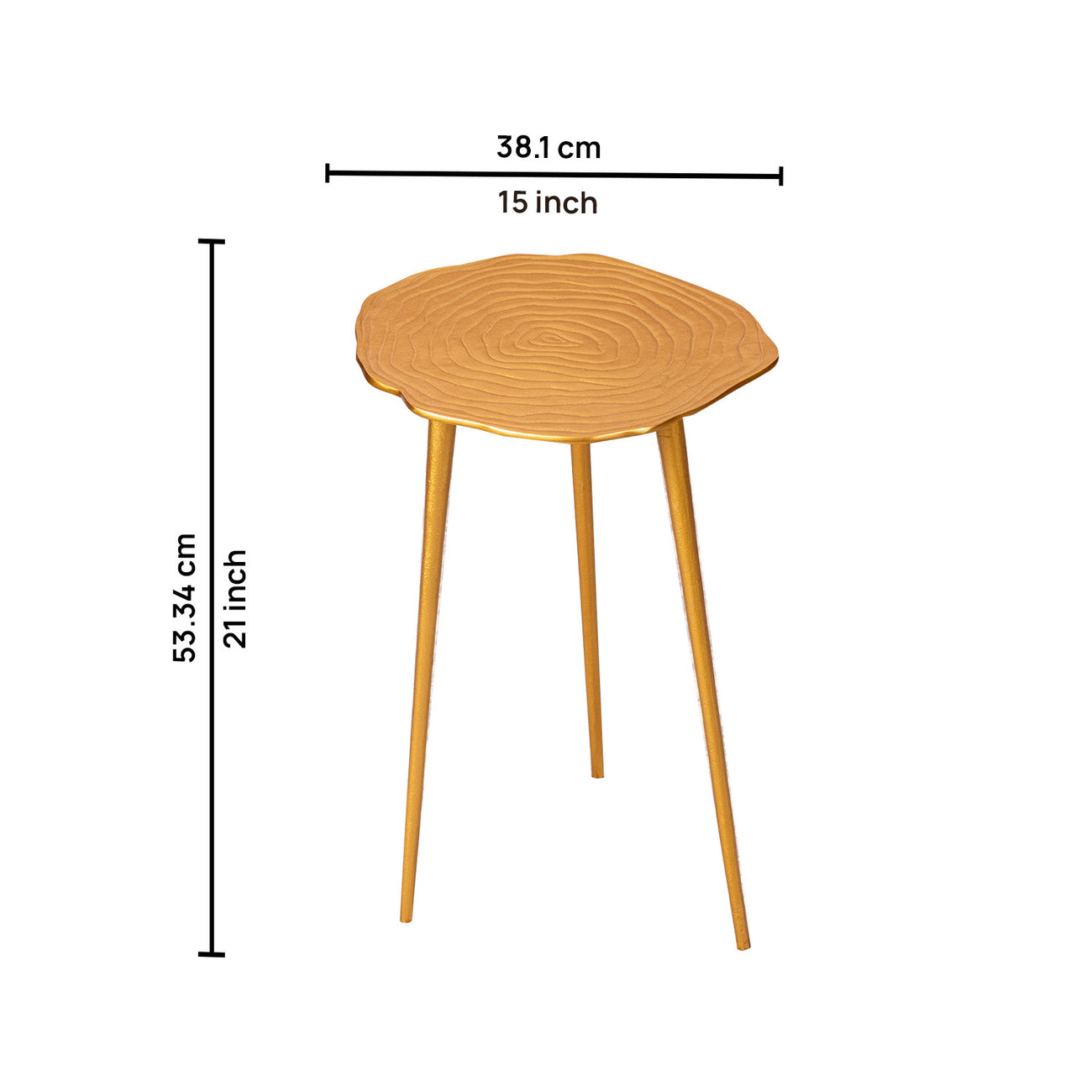 Cosmo Aluminium Floral End Table in Gold Color