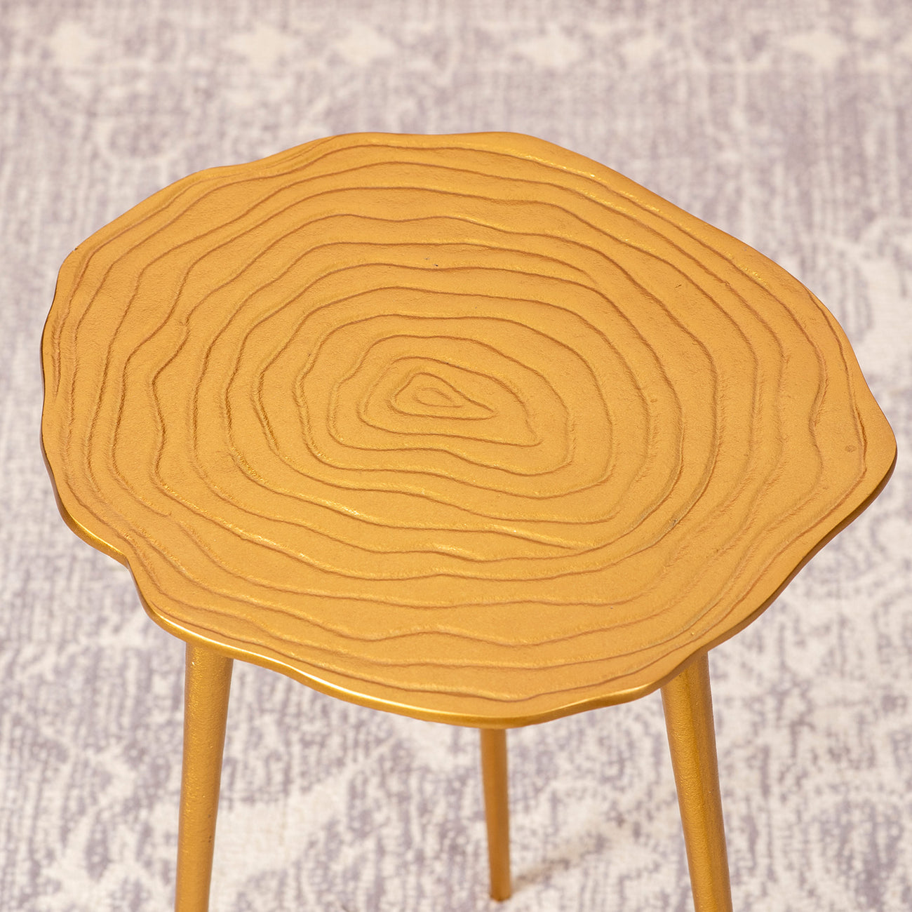 Cosmo Aluminium Floral End Table in Gold Color