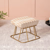 Crest Jacquard Metallic Stool in Beige Color