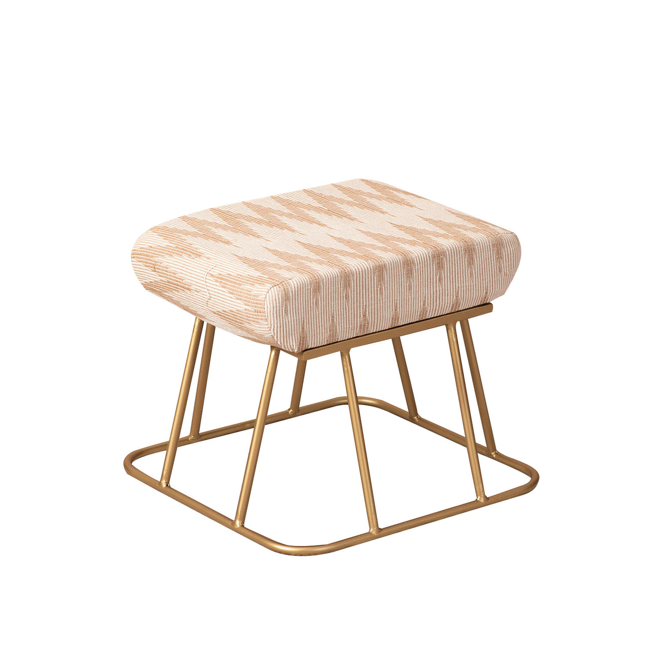 Crest Jacquard Metallic Stool in Beige Color