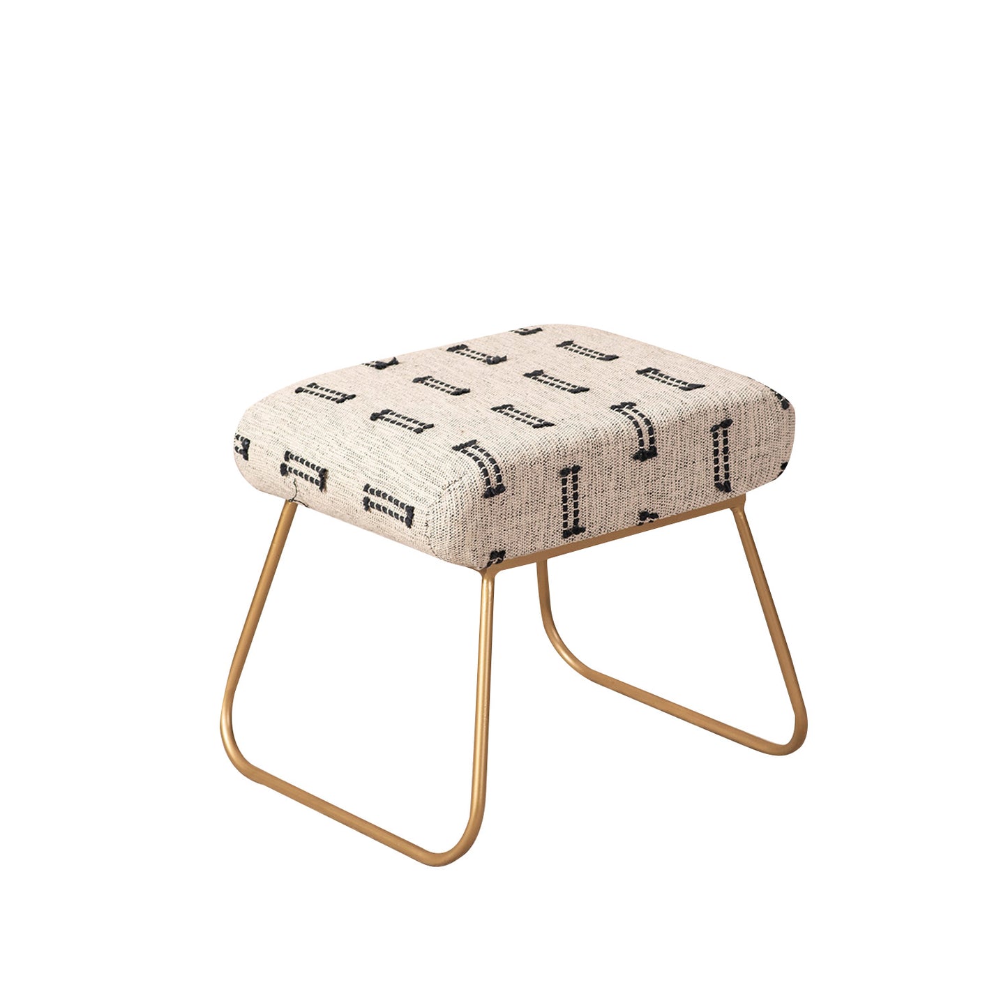 Bohemian Jacquard Metallic Stool in Black & Off White Color Set of 2