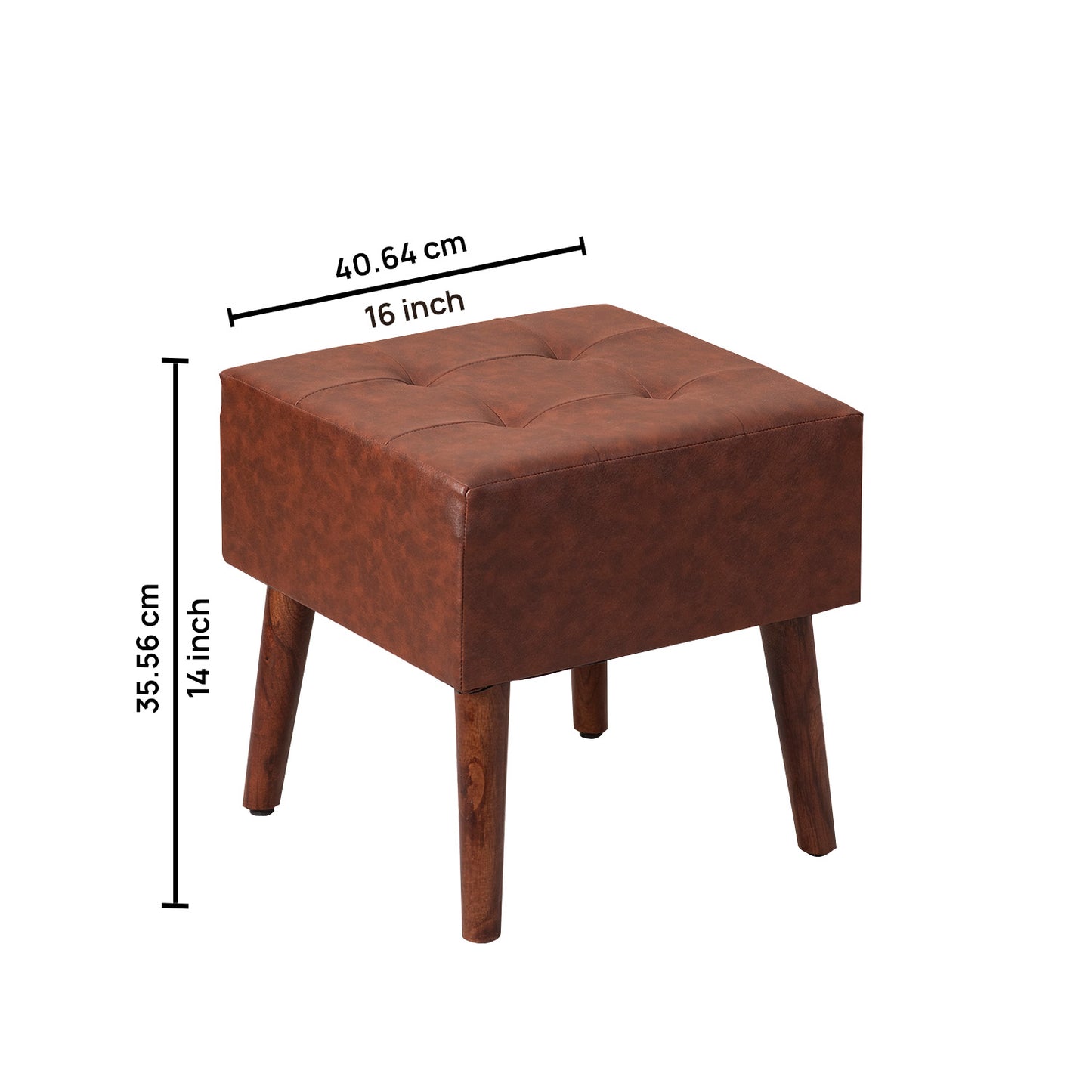 Axel Faux Leather Tufted Wooden Stool for living room