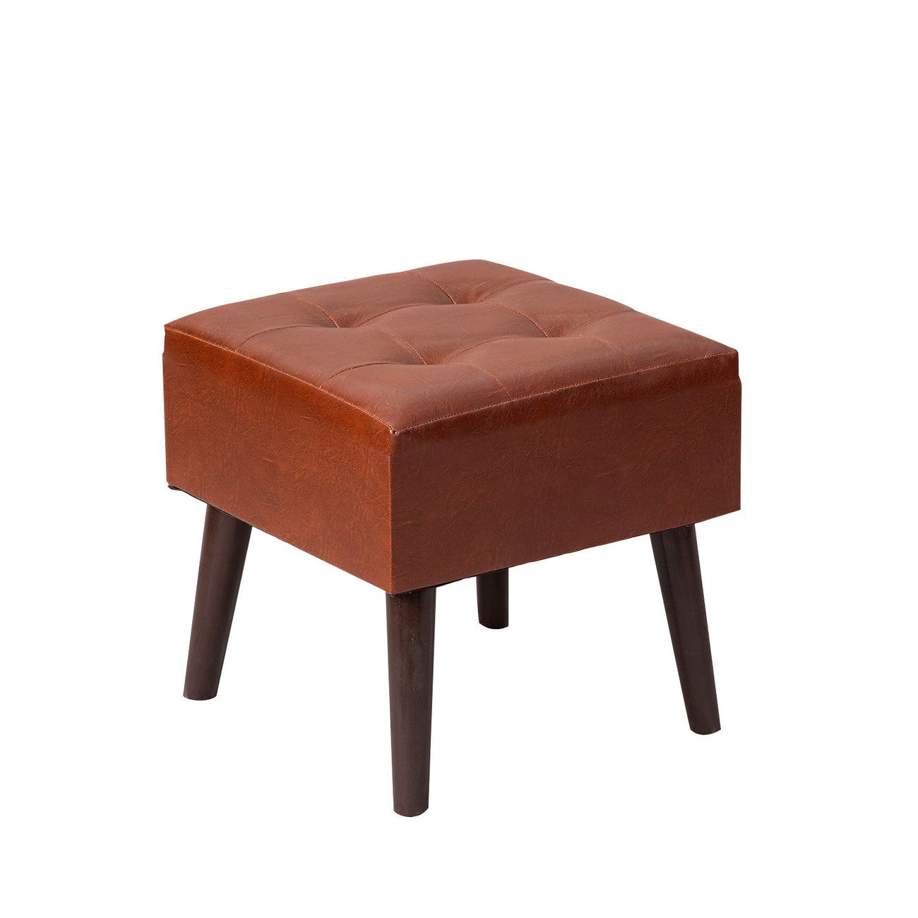 Axel Faux Leather Wooden tufted sitting stool