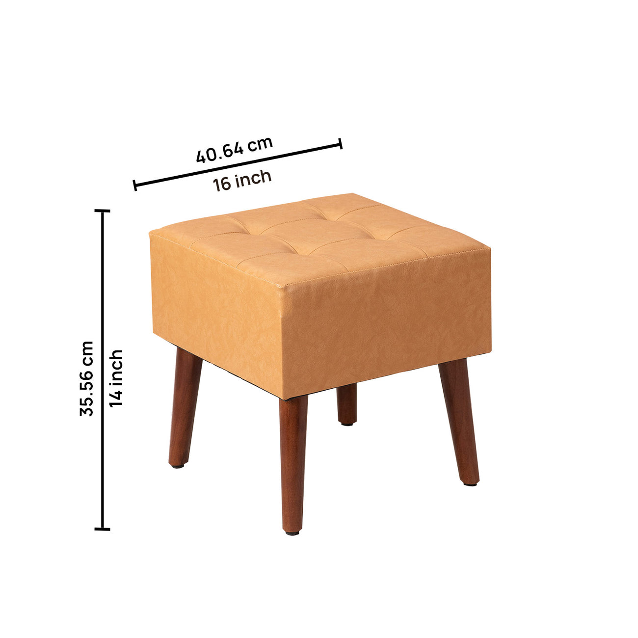 Axel Faux Leather Tufted Wooden Stool for sitting Set of 2