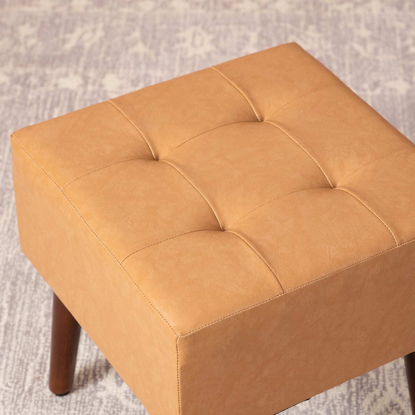 Axel Faux Leather Tufted Wooden Stool for sitting Set of 2