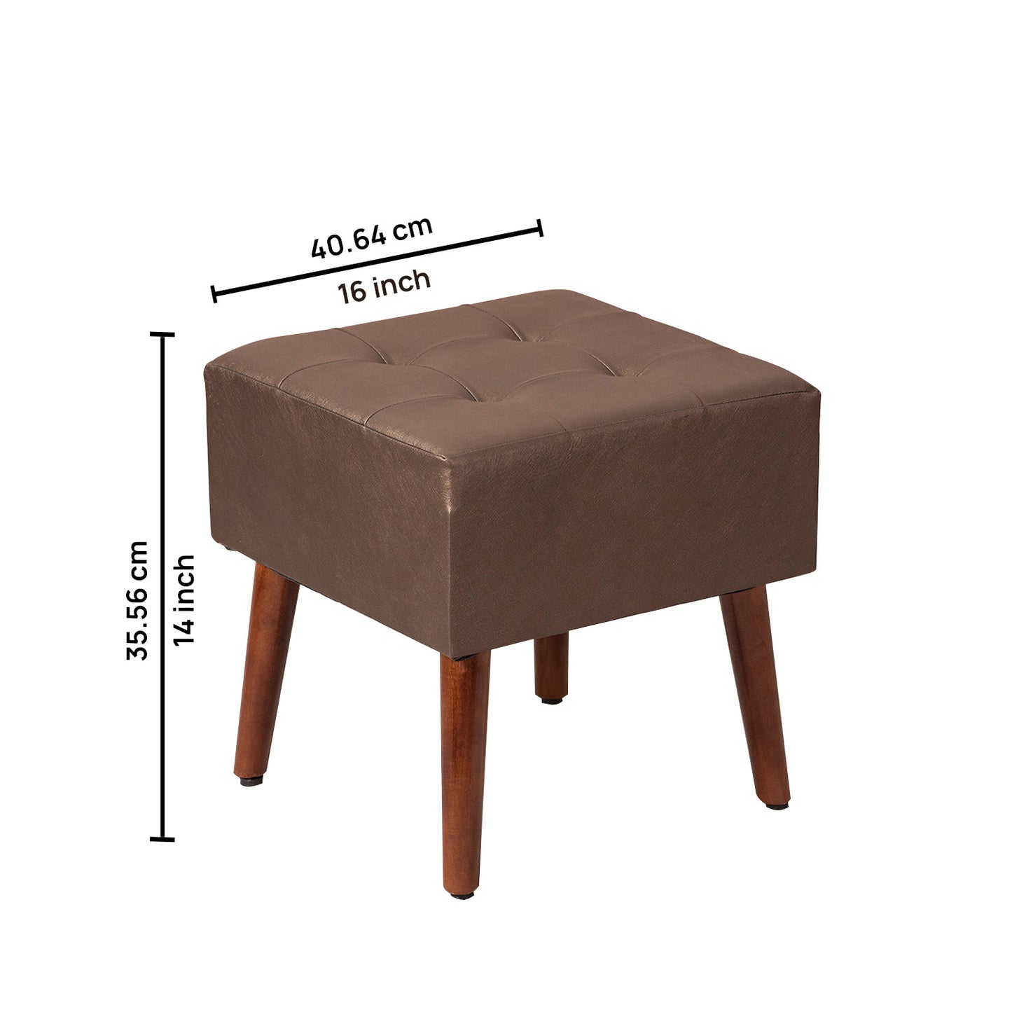 Axel Faux Leather Tufted Wooden Stool for living room Set of 2