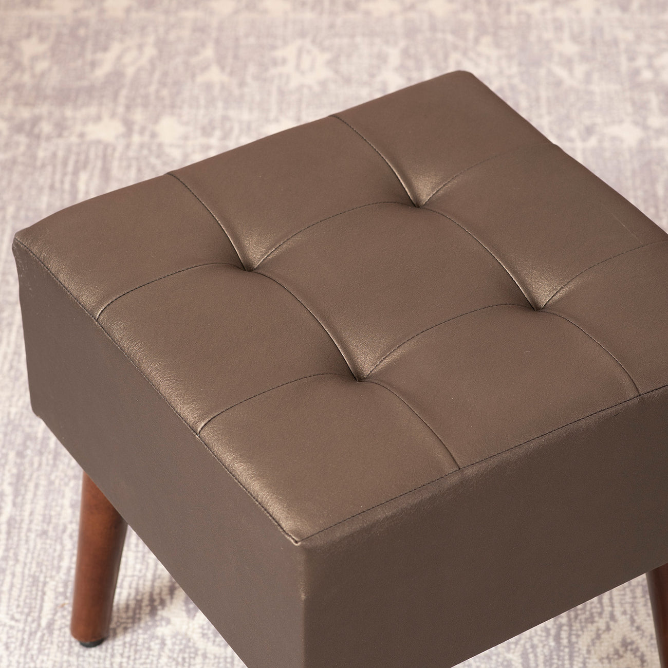 Axel Faux Leather Tufted Wooden Stool for living room Set of 2