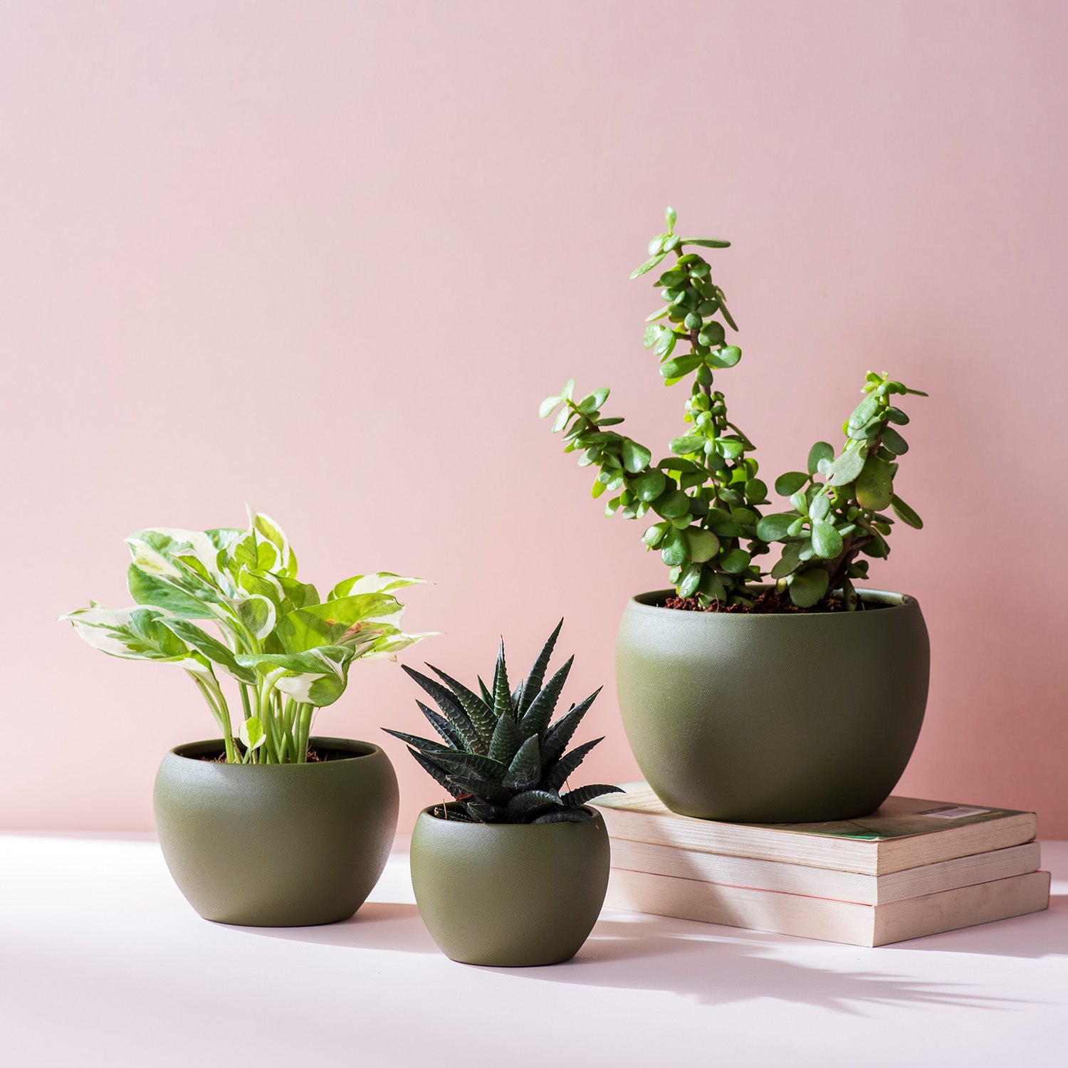 Elegant Frosted Trio Metal Planters