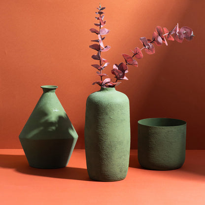 Luxurious Sage Green Metallic Vase