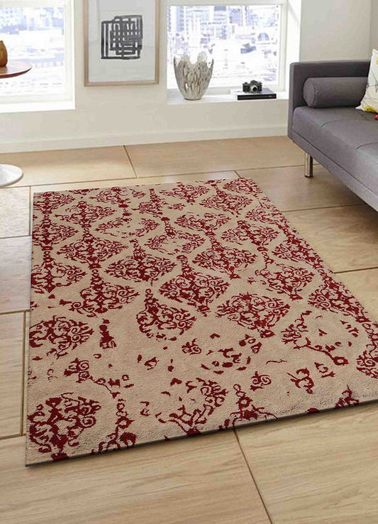 Elegant Red and Beige Rug