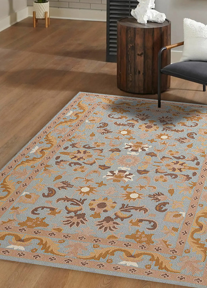 Luxurious Blue and Gold Rug